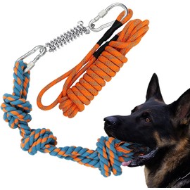 Spring Pole Dog Rope Toys, Interactive Dog Tug Toy with Dog Rope Toys and a Big Spring Pole Kit, for Small to Large Dogs, for Tug of War, Bite Training,Outdoor Hanging Exercise