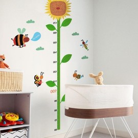 Sunflower Growth Chart Height Measurement Wall Decal for Kids' Room Growth Chart Sticker 10ea