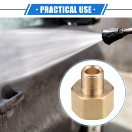 VekAuto Pressure Washer Connector, M14 x 1.5 to 13 mm G1/4 Inch Male and Female Adapter Brass Screw Hose Connector Universal for Pressure Washers Brass Copper Tone