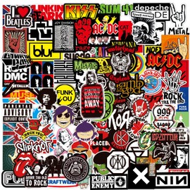 Rock and Roll Stickers|100PCS | Trendy Music Band Stickers Packs for Adults Teens,Vinyl Waterproof Cool Punk Stickers Graffiti Decals for Skateboard,Computer,Scooter,Laptop,Snowboard,Guitar