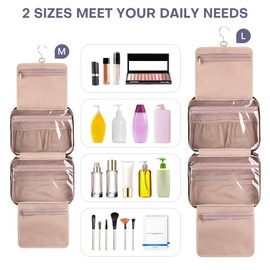 TBTOTRA Toiletry Bag Travel Bag with Hanging Hook, Water-resistant Makeup Cosmetic Bag Travel Organizer for Accessories, Full-size Container, Travel Toiletry Bag for women, Grey