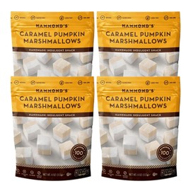 Hammond's Candies | Caramel Pumpkin Marshmallows | 4 Bags, Great for Snacking | Hot Chocolate, S’mores and Homemade Brownies | Small Batches | Handcrafted in the USA