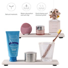 WondMall 2 PCS Kitchen Soap Tray with Grooves,Instant Dry Sink Organizer,Diatomite Coaster,Bathroom Vanity Tray,Water Absorbing Stone Used For Plants and Cosmetic Bottles In The Modern Home,31-10cm