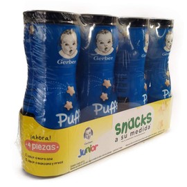 Snack Puffs Gerber - 4 piezas: 2 Mora azúl y 2 manzana fresa