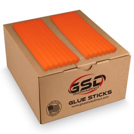 GlueSticksDirect Full Size Hot Melt Glue Sticks for Glue Gun - Bulk 4in Orange - Great for Art Craft Repairs & Compatible w/Most Glue Guns - 7/16" X 4" (Approx 225 Sticks, 5lbs Pack) - Made in USA