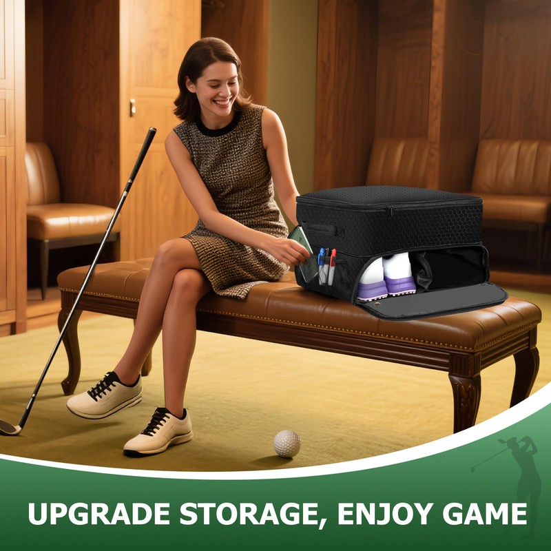 Misoda Golf Trunk Organizer with Shoe Storage, 2-Pair Capacity, Multi-Compartment