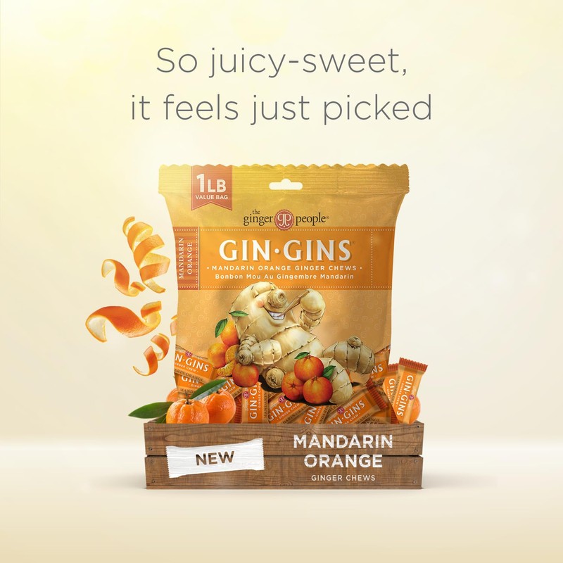 GIN GINS Mandarin Orange Ginger Chews – Natural Fresh Ginger