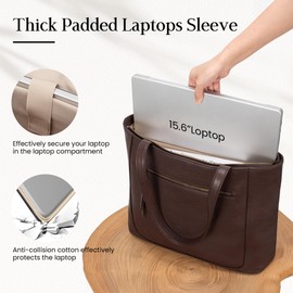 befen Genuine Leather Tote Bags for Women Large Leather Purse for Work Tote Bag with Laptop Compartment (Coffee)