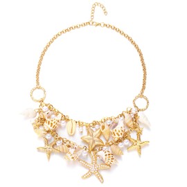 Palotay Summer Beach Seashell Necklace Starfish Puka Shell Mermaid Necklaces for Women Summer Holiday Costume Vacation Jewelry A