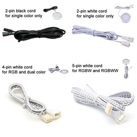 Flexible Extension Cables for AIBOO RGB Color Changing LED Under Cabinet Kitchen Lighting 59 inch, 4-Pin Male and Female Cable Connector Extension Cords (4 Pack)