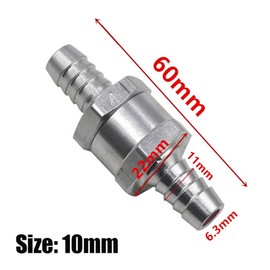 Bestgle 2Pcs 10mm One Way Check Valve, Aluminium Fuel Non Return Check Valve for Petrol Diesel Oil Water Chrome Car Auto Carburettor Low Pressure Systems