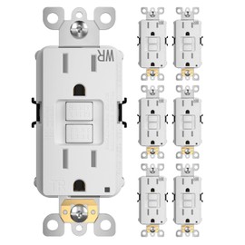 Amico 6 Pack GFCI Outlet 15 Amp with Thinner Design, Weather Resistant (WR), Self-Test GFI Receptacles with LED Indicator, Wall Plates and Screws Not Included, Indoor or Outdoor, ETL Listed, White
