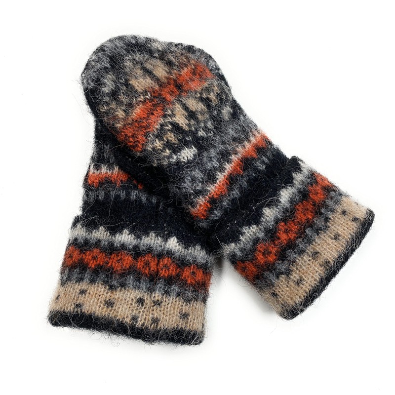 Warm Women Knit Mittens 100% Icelandic Wool Fleece Lined by