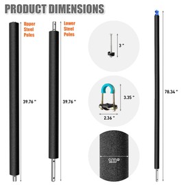 1PCS Upgraded Trampoline Replacement Pole – Thicker Universal Trampoline Enclosure Pole Fits 8-16FT Straight Pole Trampoline Frame,2 Installation Options, Includes Foam Sleeve, Pole Cap & Hardware