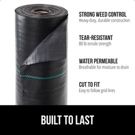 GORILLA GRIP 4 FT x 50 FT Powerful Weed Barrier Landscape Fabric, Durable Tear Resistant Blocker, Permeable UV Resistant Fabrics for Landscaping Outdoor Garden Bed, Ground Mulch, 3.2oz Woven