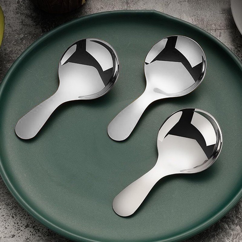 3 Pcs Stainless Steel Short Handle Spoons,Round Spoon,Mini Short Handle
