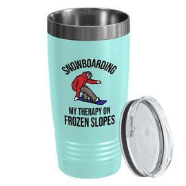Snowboarding Teal Edition Viking Tumbler 20oz - Snowboarding My therapy - Ski Snowboard Goggles Snowboarder Skiing Snowboarding Gift Skiers Hiking Mountain Snowboarding