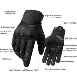 INBIKE Breathable Mesh Motorcycle Gloves Touchscreen with TPR Palm Pad Hard Knuckles Full Finger