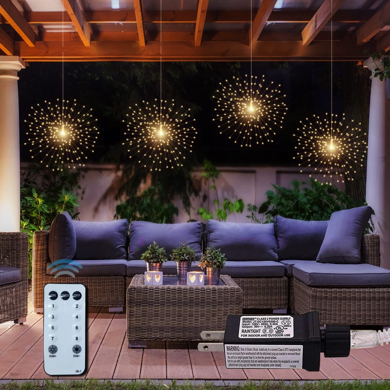 PXBNIUYA 4 Pack 800 LED Plug in Starburst Sphere Lights,Firework