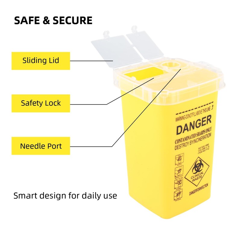Sharps Bin Sharps Box for Needles Travel Sharps Bin Yellow