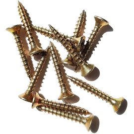 M3 Wood Screws Zinc Plated Yellow Full Thread Self-Tapping Long 1 inch 3.5 x 25mm (0.14"x0.98") Box Of 50