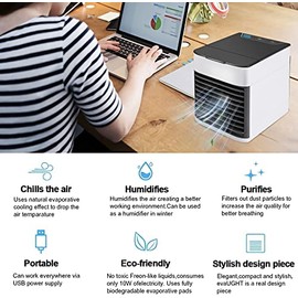 Portable Air Conditioner Upgraded Personal Mini Anti-leakage Water Ice Cooling Air Cooler Fan with 3 Speeds, Small for Home Tent Room Bedroom Office