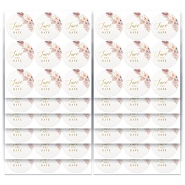 Mobiusea Creation Boho Flowers Watercolor Save The Date Stickers Wedding Invitation Stickers | 1.4 inch | Gold Foil | 108pcs Waterproof Wedding Envelope Sticker