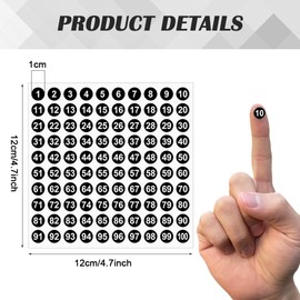 LICQIC 1-100 Number Stickers 10 Sheets 10 mm Pack of 1000