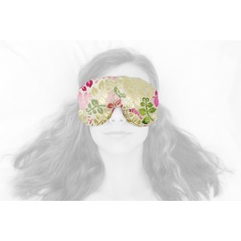 Candi Andi Handmade Opulence Yoga Eye Mask Pillow - Weighted Flaxseed Fill, Unscented, Satin & Velvet, Adjustable Strap - Ideal for Meditation & Restful Sleep -Creamy Leaves - TEMF-CL