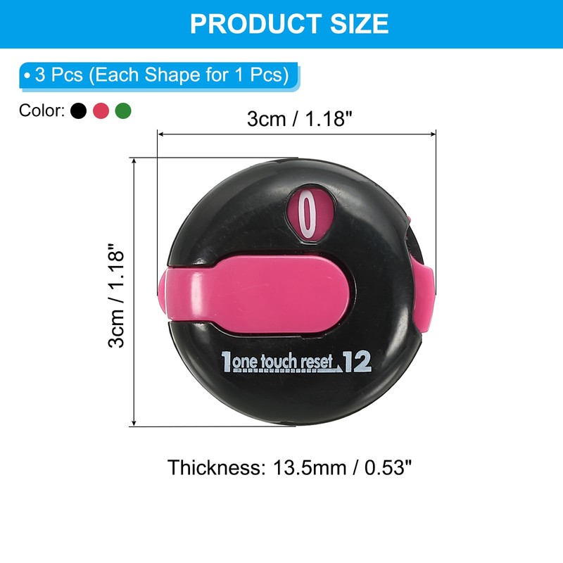 PATIKIL Golf Score Counter, 3 Pack Mini Golf Shot Stroke