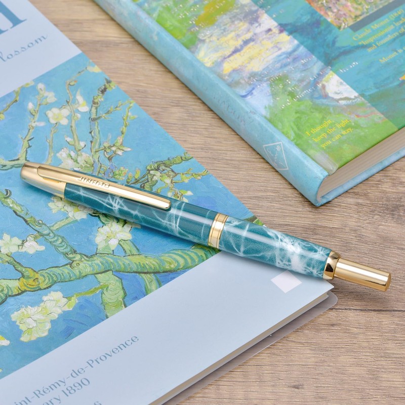 Jinhao 10 Capless Fountain Pen with Box, Marble Blue Retractable
