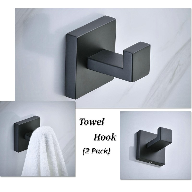 SHUNLI Black Towel Hook, Wall Hook, Clothes Hook, Heavy Duty