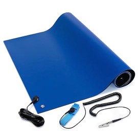 Bertech-2059S ESD Soldering Mat Kit, 2.5 Feet Wide x 5 Feet Long x 0.06 Inches Thick, Blue, Includes a Wrist Strap and Grounding Cord, RoHS and REACH Compliant (Assembled in USA)