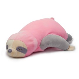 Nuffeldöns Kuscheltier Nackenkissen Stillkissen Schwangerschaftskissen Faultier Kissen für Kinder Stofftier sehr weich und flauschig (Rosa, 55)