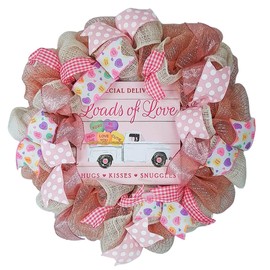 Conversation Heart Valentine's Day Wreath - Valentines Loads of Love Decoration - Floral Decor - Rose Gold Pink White