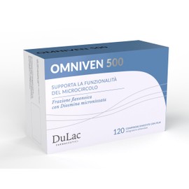 DuLàc, Omniven 500, Dietary Supplement with Diosmin and Hesperidin, for Heavy and Swollen Legs, Promotes Microcirculation, Made in Italy, 80 Tablets