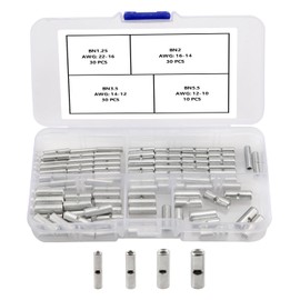 YIXISI 100 Pieces 4 Types Non-Insulated Butt Connectors Kit, Cable Ferrule Cable Crimp Terminal, Cylindrical Butt Connector, for Electric Splices DIY