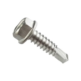 #8 x 1-1/4" Hex Washer Head Self Drilling Sheet Metal Tek Screws Qty 100, 410 Stainless Steel, Self Driller Number 8 Size x 1-1/4" Length by Fastenere