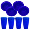8-Piece Blue Plastic Dinnerware Set – 4 Round Tumblers &