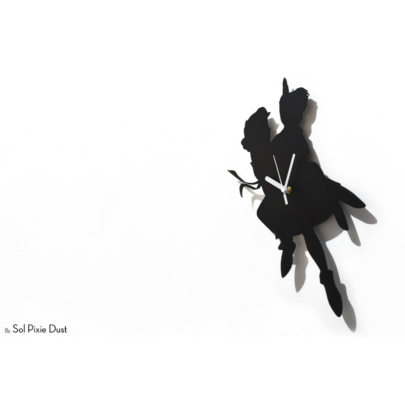 Peter Pan & Wendy Flying - Silhouette Wall Clock -