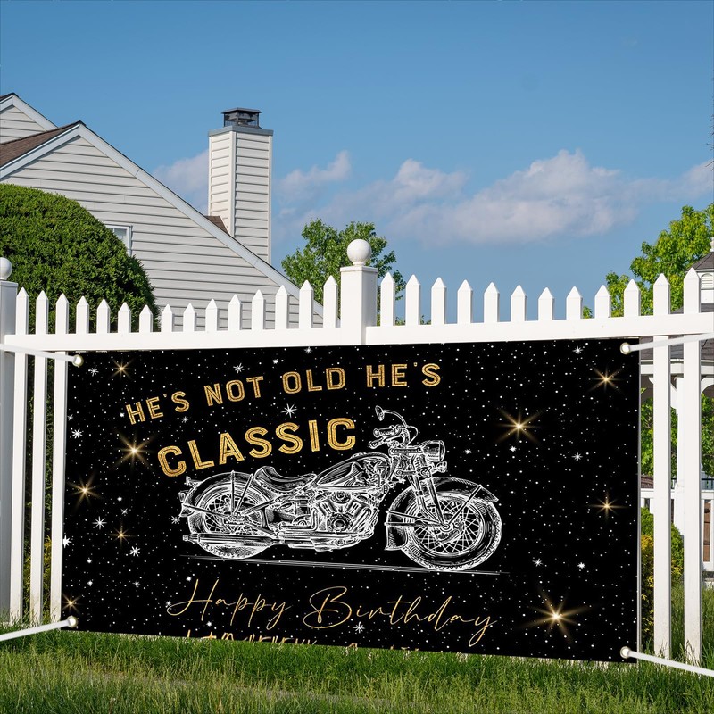 Lofaris Banner - 70.8x43.3 Inch Polyester Motorcycle Birthday Party Decoration,