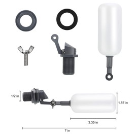 Float Ball Valve, 3/4 Inch Supply Tube Male Automatic Fill Feed Humidifier Tank Water with Adjustable Arm for Ponds, Livestock Water Trough, Aquariums, Aquaculture, Hydroponics and Reservoir (2 Pack)