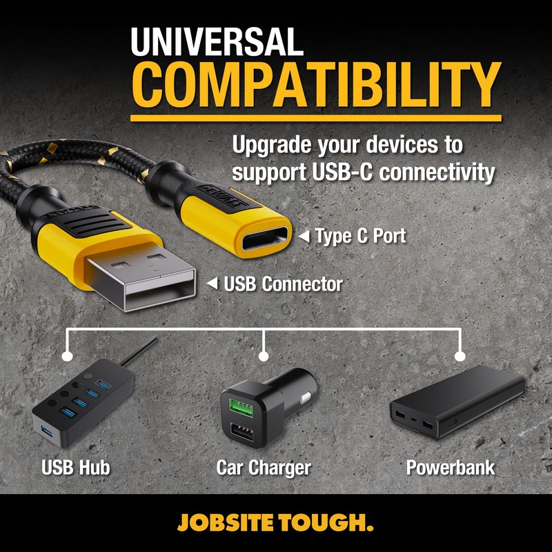 DEWALT USB to USB C Adapter 2 Pack, USB C