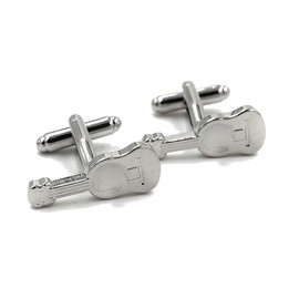 Guitar Silver Cufflinks for Men, Musical Instrument-Inspired Shirt Accessory, Ideal Gift for Musicians and Music Lovers