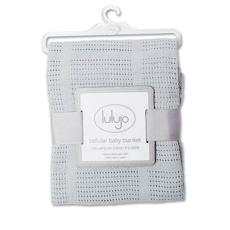 lulujo Baby Cellular Baby Blanket, Grey, 39"X31"