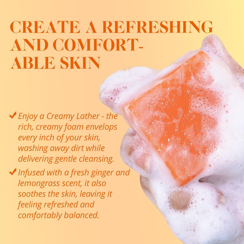 Handmade Turmeric Soap Bar, Gentle Deep Cleanser, Balances Skin Oil