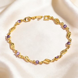 Poemmoon Tennis Bracelets for Women, 18K Gold Plated Classic Gold Infinity Bracelet, Lightweight Gold Tennis Bangle Bracelets with Cubic Zirconia