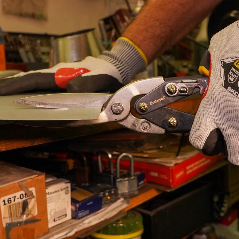 Proferred T02005 Aviation Snips, TPR Grip, Long Cut, Yellow/Black