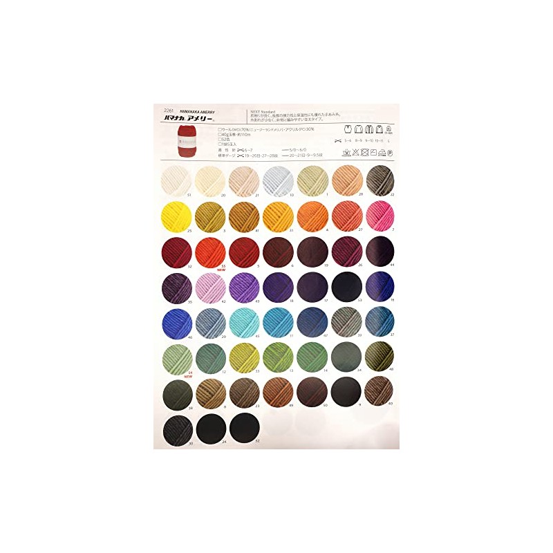 Hamanaka 2261 Hand Knitting Yarn, Amely, Medium Thick, Col.55, Red,