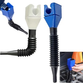 Retractable Fuel Funnel 2-Pack, Durable & Foldable Design, Flexible Plastic Auto Oil Funnel for Cars & Motorcycles, Oil Change Accessories. (Blue + White)